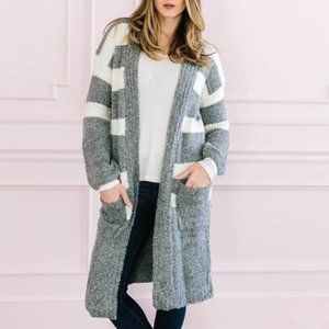 Gray Striped Cardigan